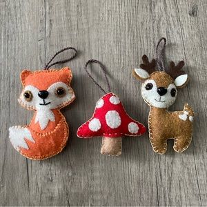 Woodland Trio Handstitched Ornaments